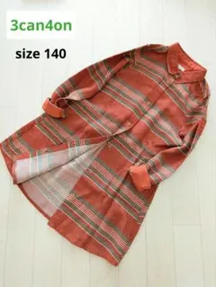 3can4on(サンカンシオン) オレンジ系 長袖シャツワンピース