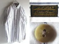 ビンテージ 黒タグ エディーバウアー ストライプ柄 コットン 半袖BDシャツ M