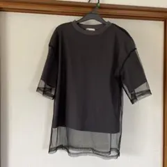 JaVa チュール重ね 半袖Tシャツ チャコールグレー Sのサムネイル