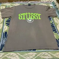 OLD STUSSY Mサイズ Tシャツ 00s ブラウン 蛍光グリーン ロゴ