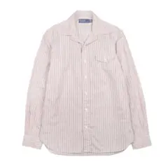 90sオールド ポロ ラルフローレン ストライプ シャツ ピンク長袖ビンテージＭ