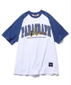 PARAGRAPH ラグランTシャツ ホワイト×ブルー