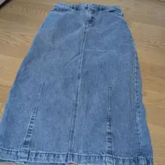 デニム　タイトスカート ロング　スリット入り　M