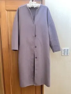 パープル系 SENSE OF PLACE リバーロングコート ウエストリボン付