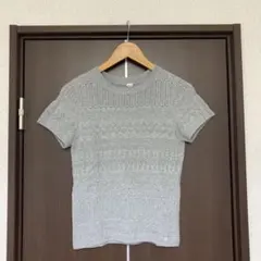 45R 半袖ニット ニットレースT-SHIRT サイズ 2 グレー 美品のサムネイル