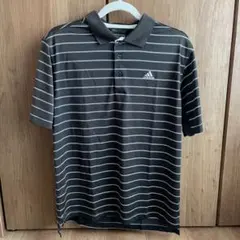 adidas スポーツポロシャツ 黒/白ストライプ