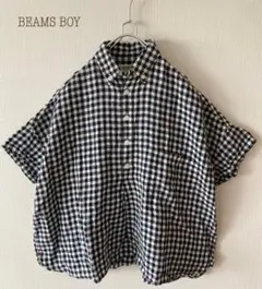 BEAMS BOY リネンギンガムチェックプルオーバーシャツ ワイドシルエットのサムネイル