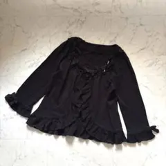 PINKHOUSE ピンクハウス フリル リボン コットン カーディガン 黒