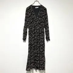 n1133【チリココ】花柄 Aライン ロングワンピース 総柄 M相当