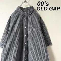 古着 00's オールド GAP チェック BDシャツ 黒 2000年