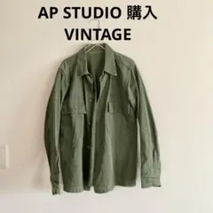 APSTUDIO ミリタリー シャツジャケット コットン　カーキ　オーバーサイズ AP STUDIO - APSTUDIO ミリタリー シャツジャケット コットン カーキ