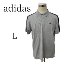 adidas アディダス グレー 半袖 ポロシャツ トップス L