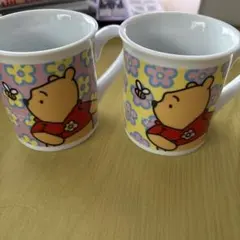 くまのプーさん 花柄 マグカップ 2個セット新品未使用！