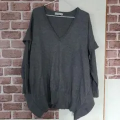 ZARA グレー Vネック ニットセーター