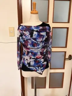 볼룸 댄스 레이레나 플라워 패턴 던들 탑 스몰