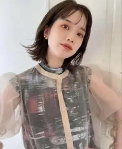 ameri MEDI PRINT LAYERED SHEER SET TOPのサムネイル