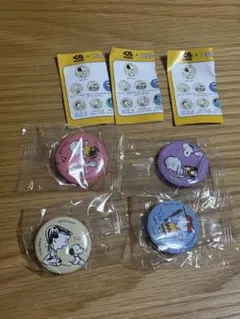 スヌーピー 缶バッジ くら寿司 4点セット - メルカリ