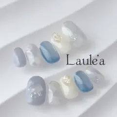 現品　ニュアンスネイル　大人　青　マグネット　結婚式　入学式　成人式　大理石