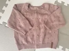 美品　petit main ピンク カーディガン 80