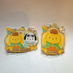 サンリオ　キラプルステッカー　ポムポムプリン、ポチャッコとのツーショ、計2枚