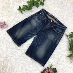 EDWIN エドウィン　ハーフデニムパンツ　紺　薄手　XS サイズ