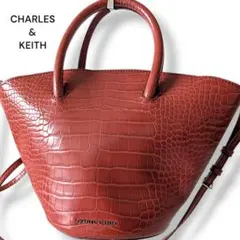 チャールズアンドキース　ハンドバッグ　ショルダー　クロコダイル型押し　2way