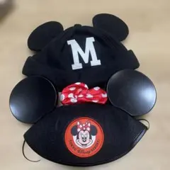 ミッキーマウス　耳付きブラックキャップ　ディズニーランド