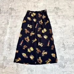 レーヨン100% 総柄スカート M ブラック モノトーン y2k レトロ 美品
