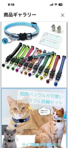 猫用首輪 セーフティバックル 反射材 迷子札付きのサムネイル