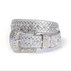 US UKラッパー スタッズベルト y2k シルバー