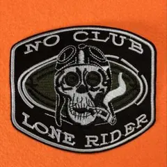 B096 孤独のバイカー　No club No Team 刺繍ワッペン　アイロン