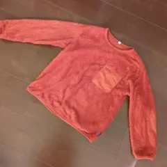 オレンジ フリース トレーナー ジッパーポケット付き ボア ユニクロ 140