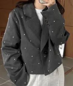 lawgy パールライクテーラードショートジャケット