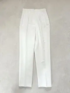 ZARA センタープレス ハイウエストパンツ ホワイト