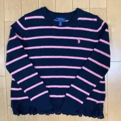 ポロ ラルフローレン ニット セーター 130 ボーダー レース 刺繍 美品