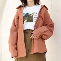 MURUA ルーズ シャツ ブルゾン オーバーサイズ f オレンジ .1897