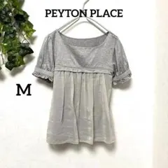美品【PEYTON PLACE 】グレーレース切替半袖トップスママ層フェミニンMのサムネイル