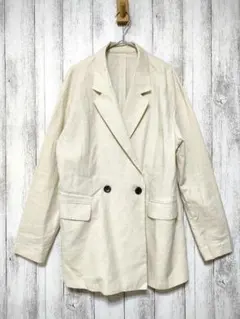 GU ジーユー (L)　リネンブレンド テーラードジャケット