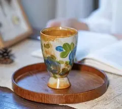 花柄陶器カップ2個セット