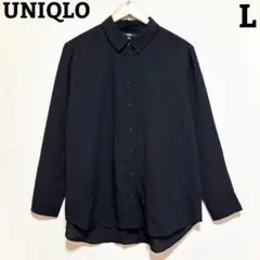 UNIQLO Yシャツ ブラック 長袖シャツ L ブラウス トップス カッター