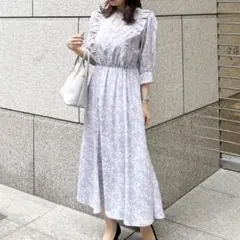 HitoHana × ROPE' PICNICコラボ 花柄ワンピース フリル付き