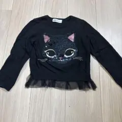 H&M 猫の顔刺繍 セーター 黒