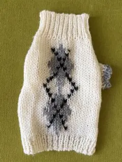 犬用　ニットウェア ホワイトグレー模様　ハンドメイド