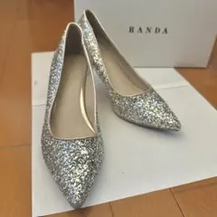 RANDA グリッター パンプス　シルバー(ゴールド)ラメ 22.5