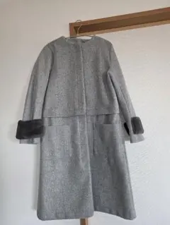再再値下げ❗ウールコート グレー ファー付き　ジャケットにもなる２ウェイ仕様❗