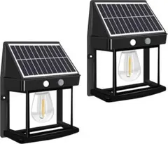 ソーラーライト 屋外 人感センサー 壁掛け 電球色2700K 玄関 2個セットのサムネイル