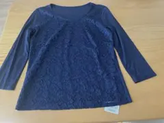 ネイビー レース 七分袖 トップス(未使用)