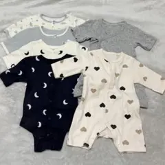 ベビー肌着 ロンパース ボディスーツ コンビ肌着 50 60 サイズ6点