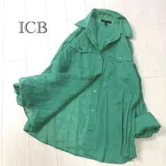 ICB リネンサファリシャツ　胸ポケット　長袖　シアー感　春夏　ビタミンカラーのサムネイル