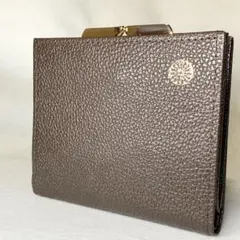 新品 皇居財布 皇居限定 折り財布 がま口 菊の御紋 シボ 牛革 ダークブラウン